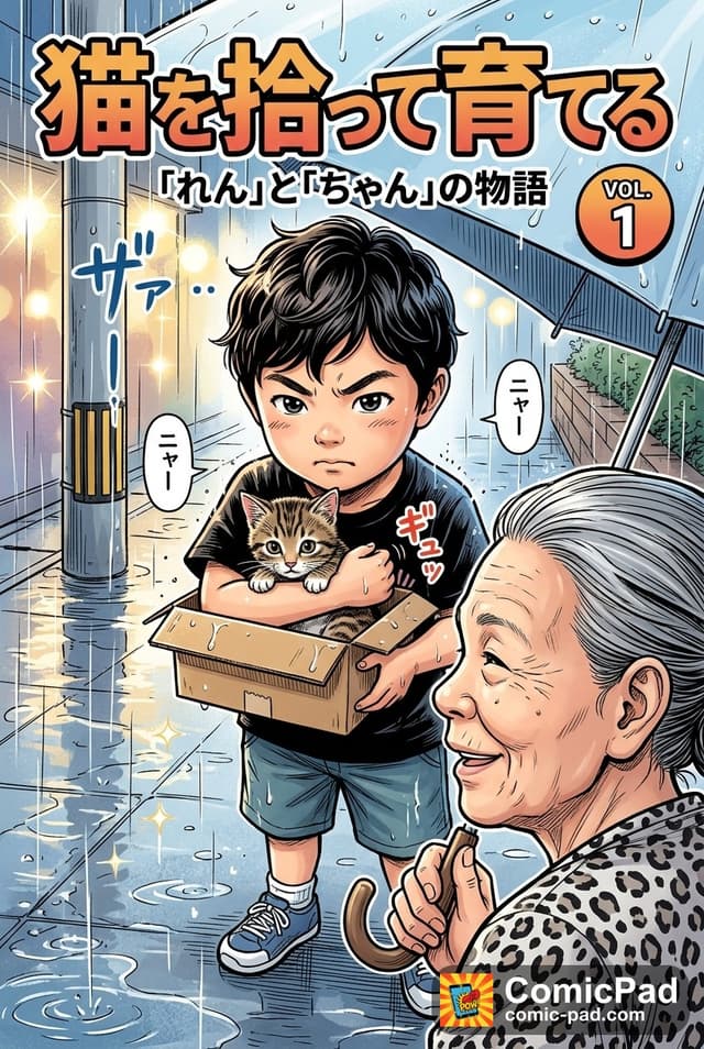 猫を拾って育てる — comic made with ComicPad