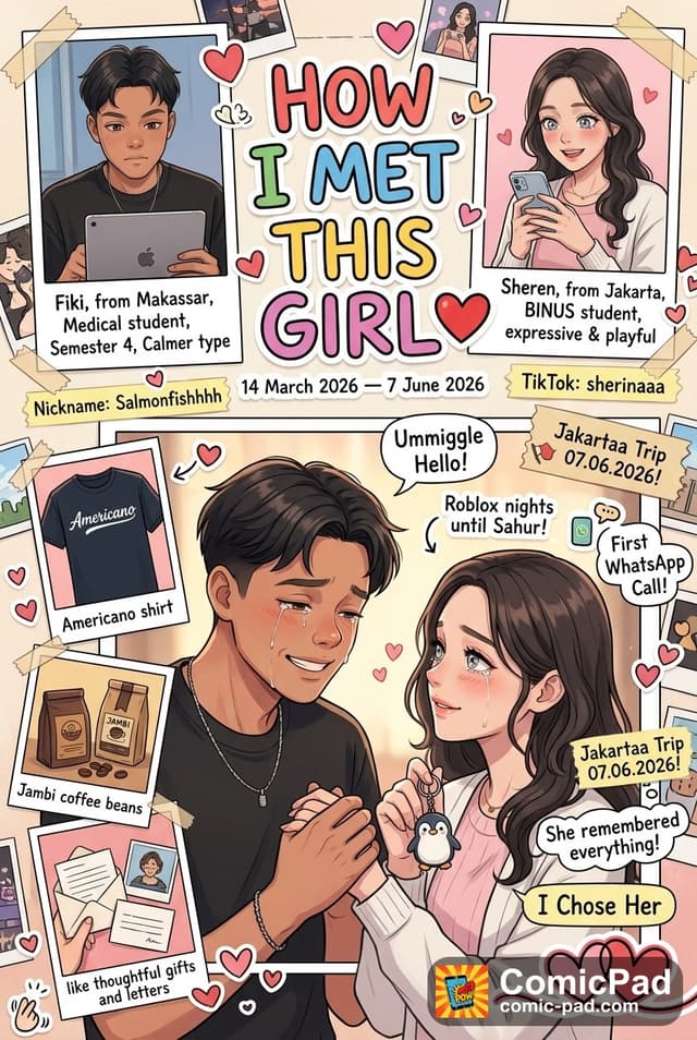 How i meet this girl — comic made with ComicPad
